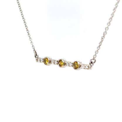 14KW 18" 0.31CTW YELLOW DIAMONDS-WHITE DIAMONDS BAR PENDANT