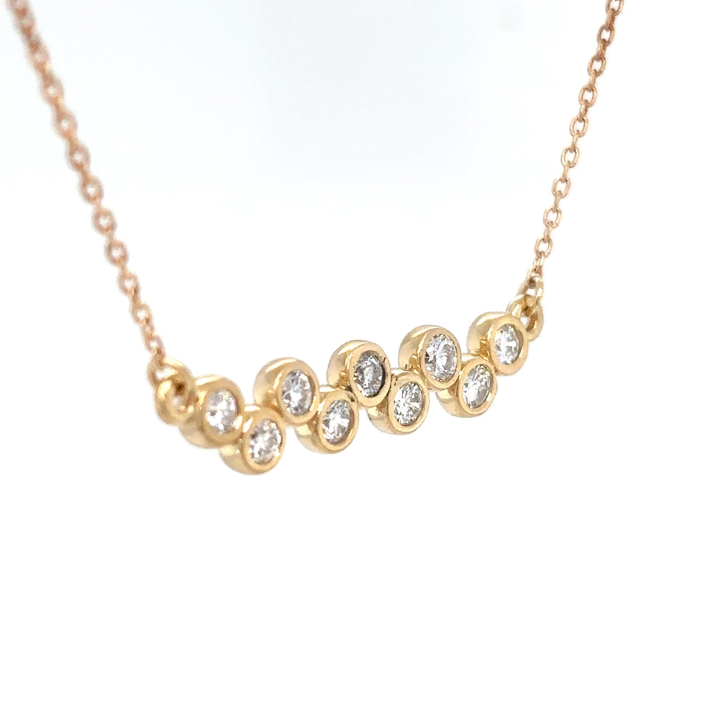 14KY 18" 0.54CT BEZEL DIAMOND BAR PENDANT VS2/G-H 3.2G