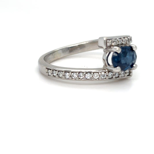 14KW 1.08CTW BLUE SAPPHIRE-DIAMOND BYPASS RING-Fine Jewelry in Bradenton &amp; Lakewood Ranch, Fl. | Michael &amp; Co. Jewelers