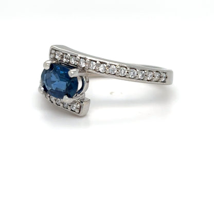 14KW 1.08CTW BLUE SAPPHIRE-DIAMOND BYPASS RING
