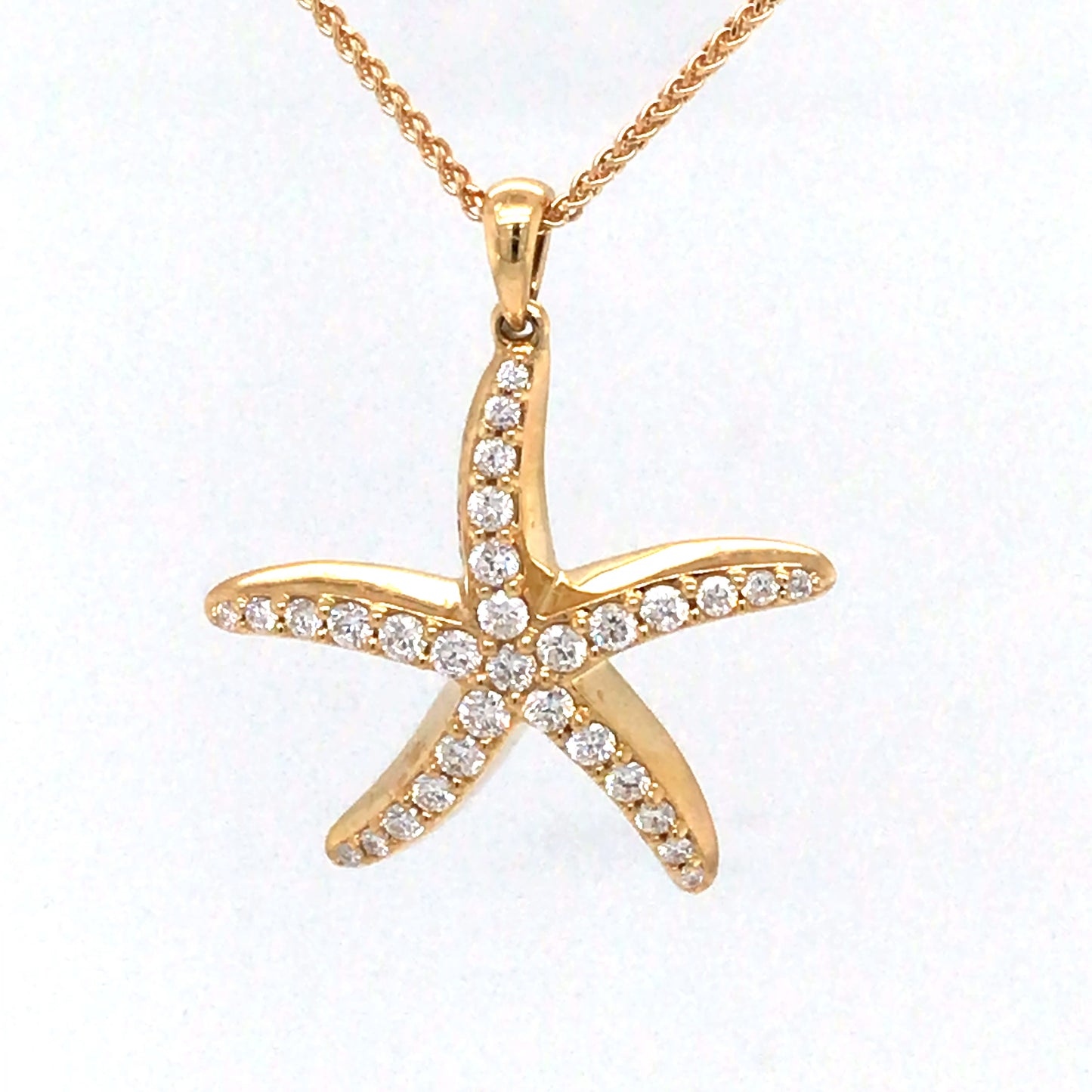 14KY 0.50CTW DIAMOND STARFISH PENDANT SI/G-H 2.4G