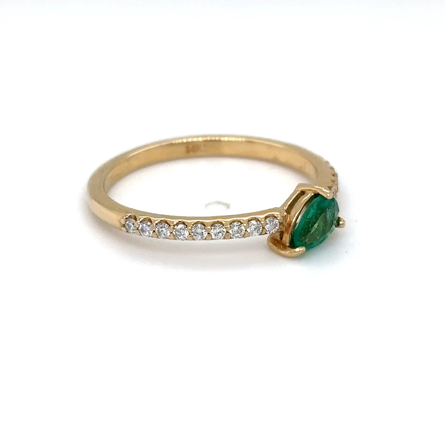 14KY 0.44CTW EMERALD-DIAMOND RING