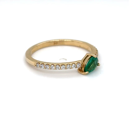 14KY 0.44CTW EMERALD-DIAMOND RING