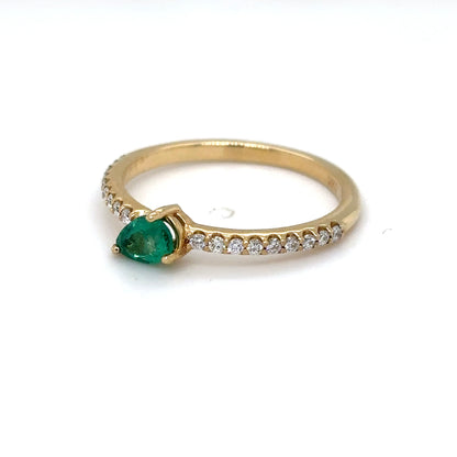 14KY 0.44CTW EMERALD-DIAMOND RING