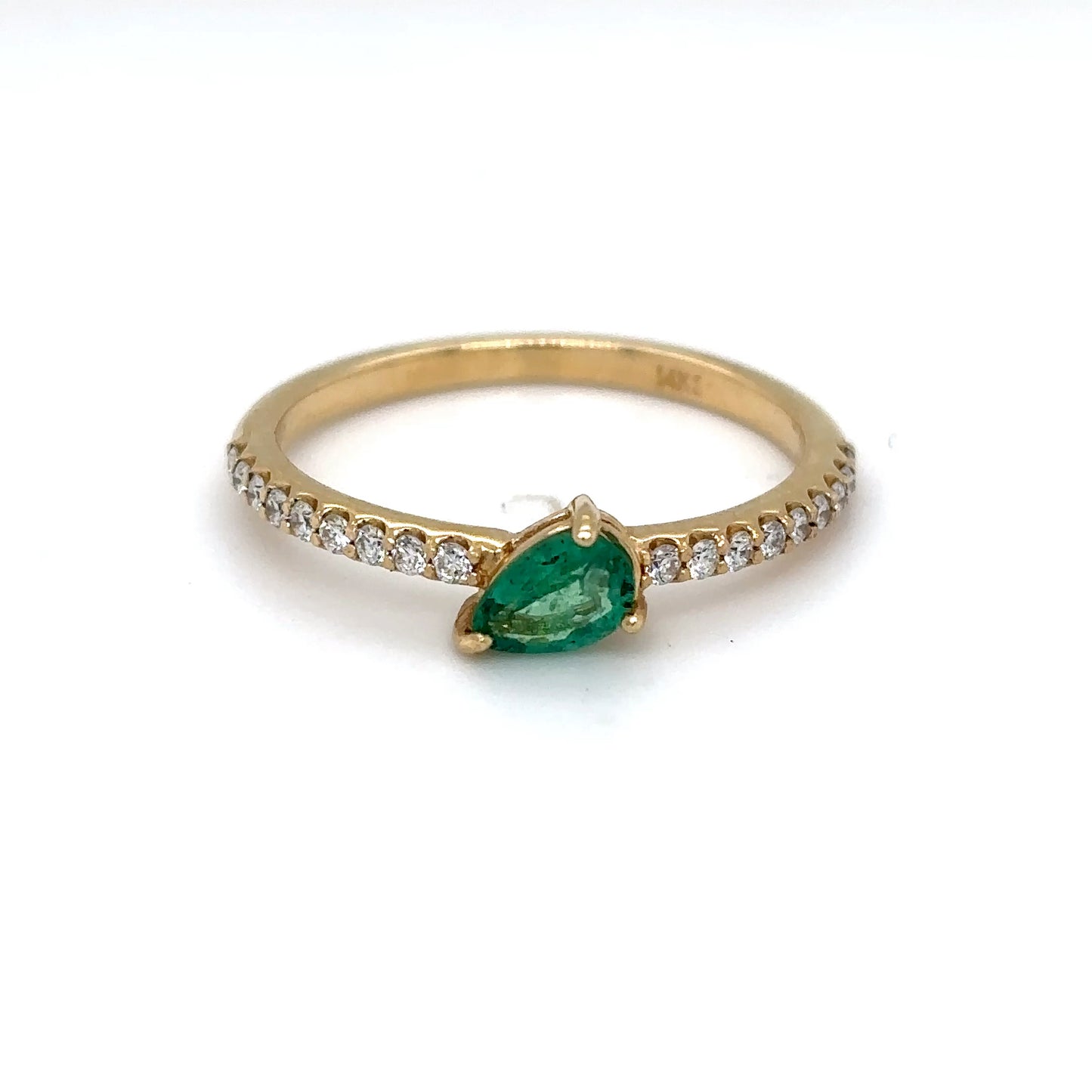 14KY 0.44CTW EMERALD-DIAMOND RING
