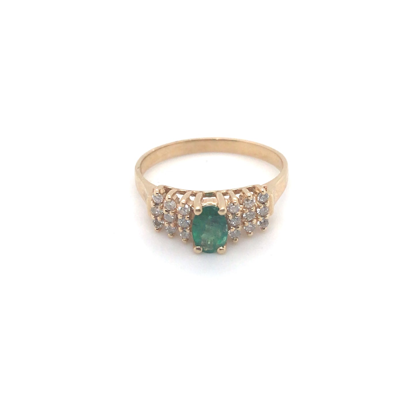 14KY 0.68CTW EMERALD-DIAMOND RING 2.4G