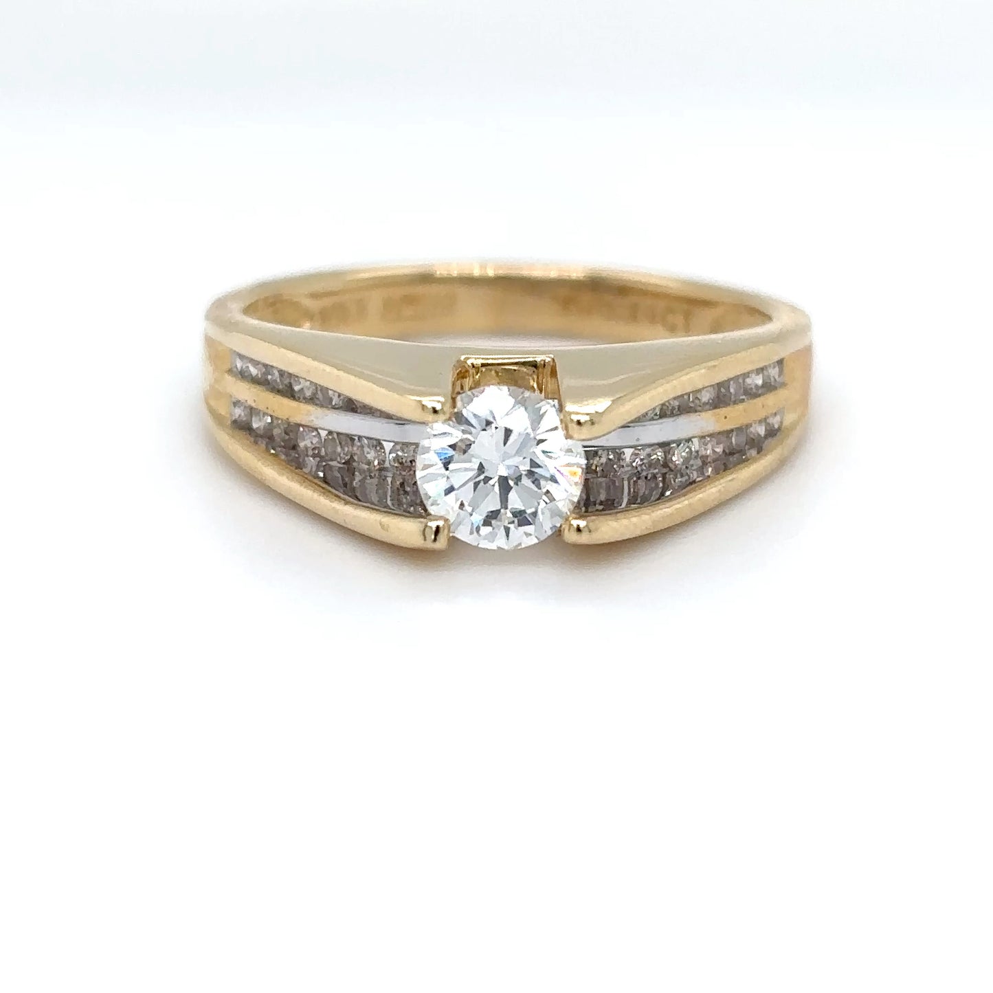 14KY 0.49CT ROUND-0.28CTW TENSION SET DIAMOND ENGAGEMENT RING VVS1/G 4.0G
