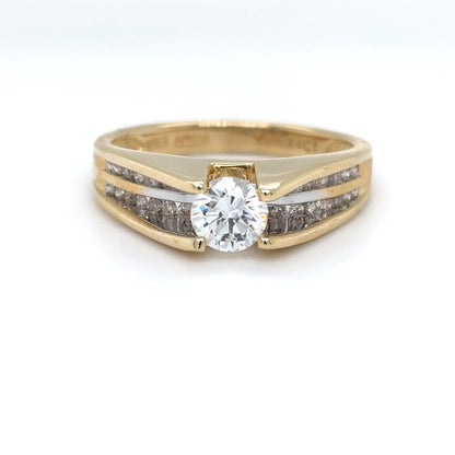 14KY 0.49CT ROUND-0.28CTW TENSION SET DIAMOND ENGAGEMENT RING VVS1/G 4.0G
