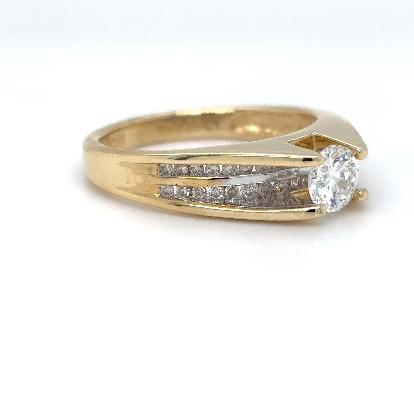 14KY 0.49CT ROUND-0.28CTW TENSION SET DIAMOND ENGAGEMENT RING VVS1/G 4.0G
