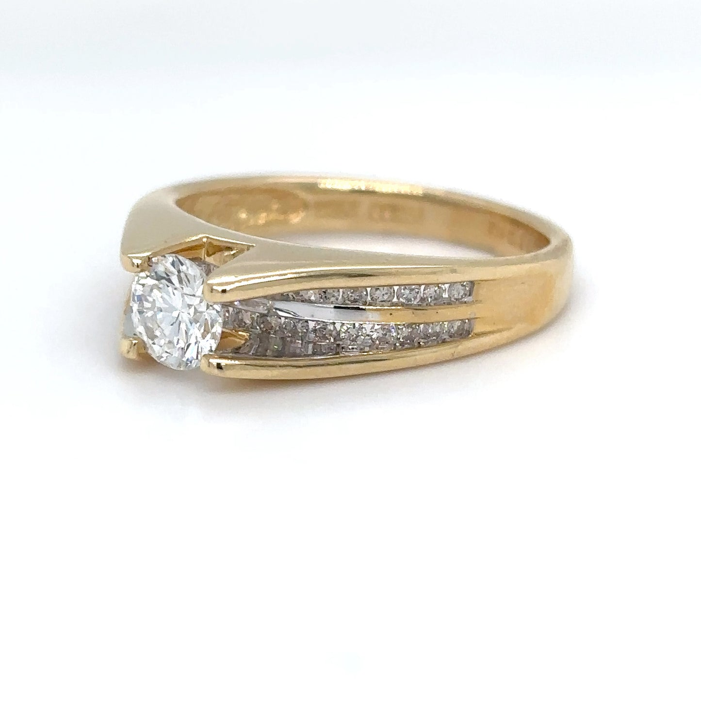 14KY 0.49CT ROUND-0.28CTW TENSION SET DIAMOND ENGAGEMENT RING VVS1/G 4.0G