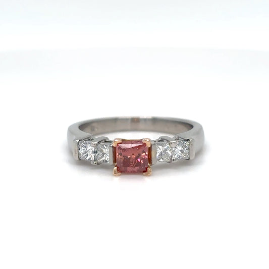 PLAT. 0.88CTW ENH. PINK-WHITE PRINCESS CUT DIAMOND RING VVS2-G 3.0G-Fine Jewelry in Bradenton &amp; Lakewood Ranch, Fl. | Michael &amp; Co. Jewelers