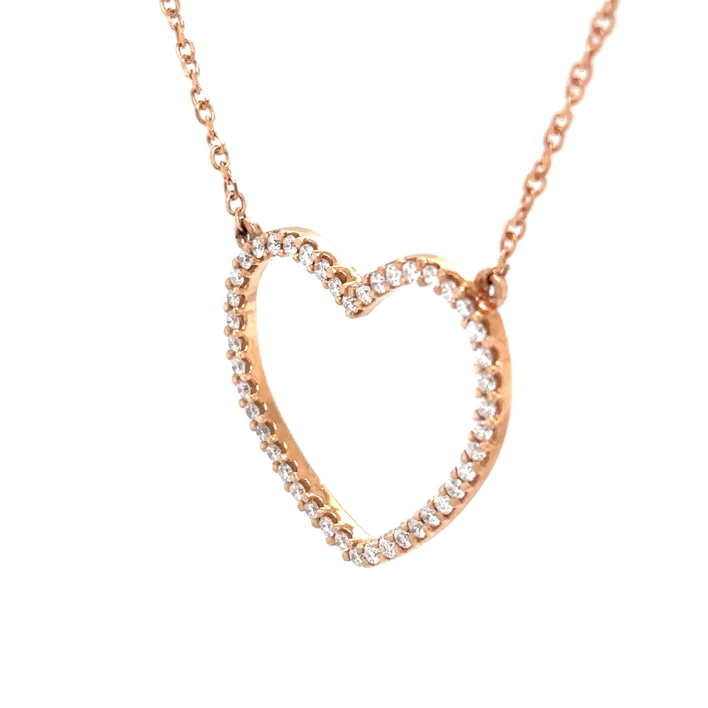 14KR 17" 0.33 CTW DIAMOND HEART PENDANT VS/F-G