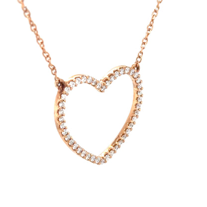 14KR 17" 0.33 CTW DIAMOND HEART PENDANT VS/F-G