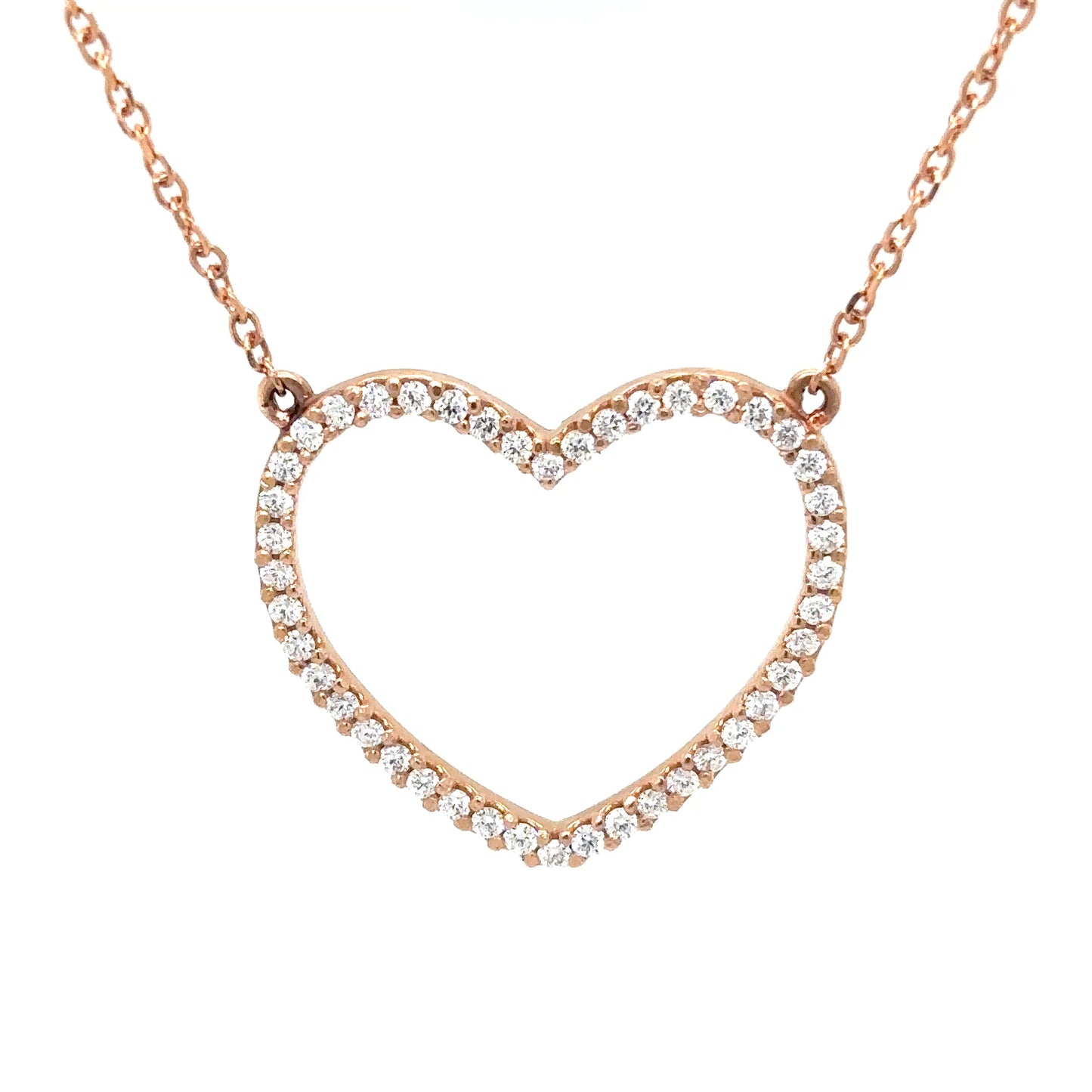 14KR 17" 0.33 CTW DIAMOND HEART PENDANT VS/F-G
