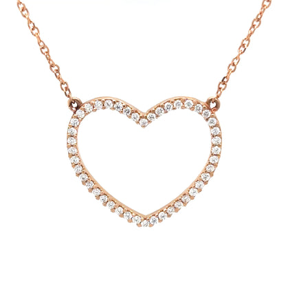 14KR 17" 0.33 CTW DIAMOND HEART PENDANT VS/F-G