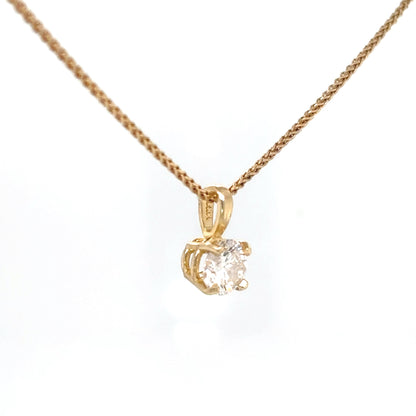 14KY 0.62CT ROUND DIAMOND SOLITAIRE PENDANT I1/H