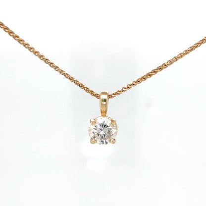14KY 0.62CT ROUND DIAMOND SOLITAIRE PENDANT I1/H