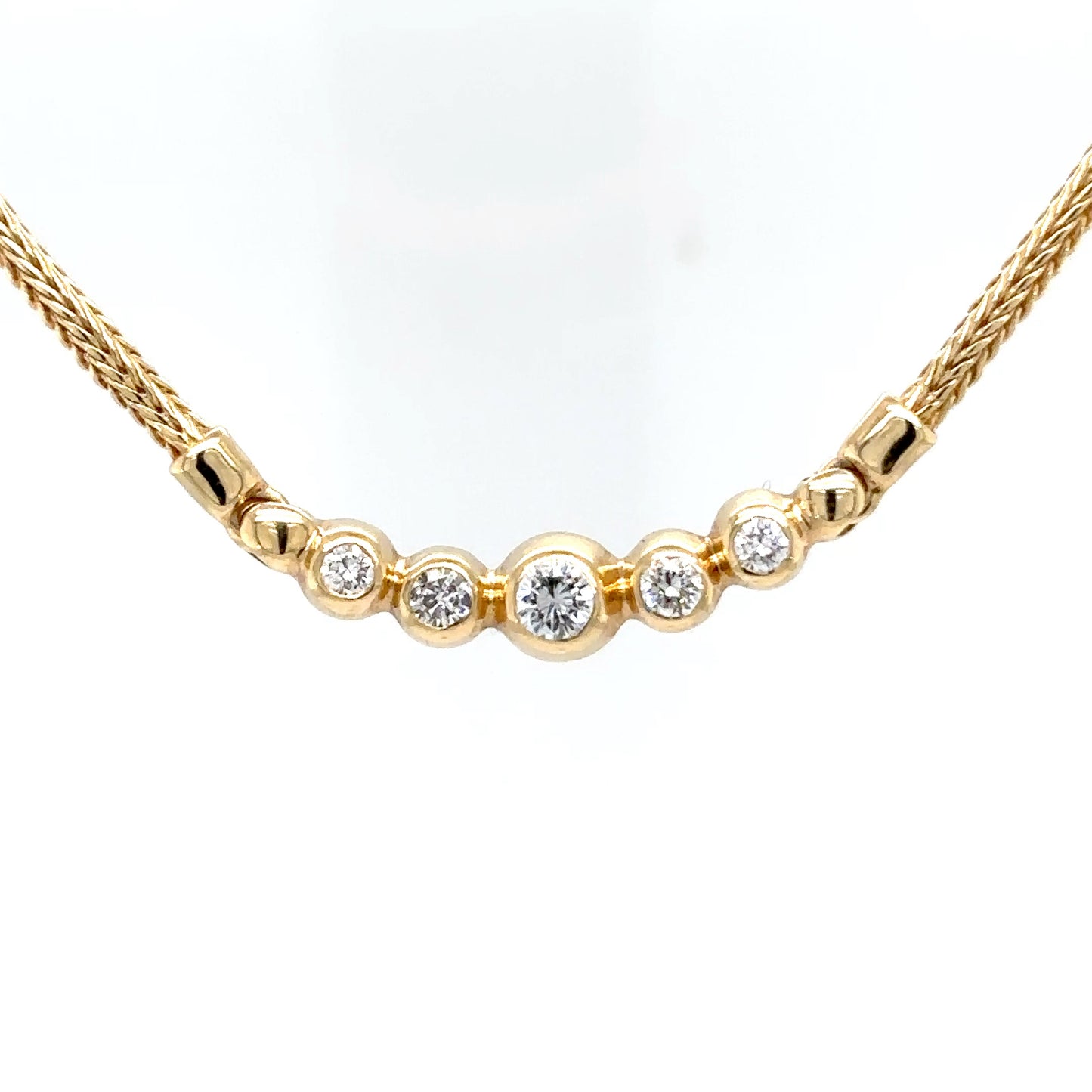 14KY 17" 0.50CTW GRADUATED DIAMOND NECKLACE VS/G-H 7.6G