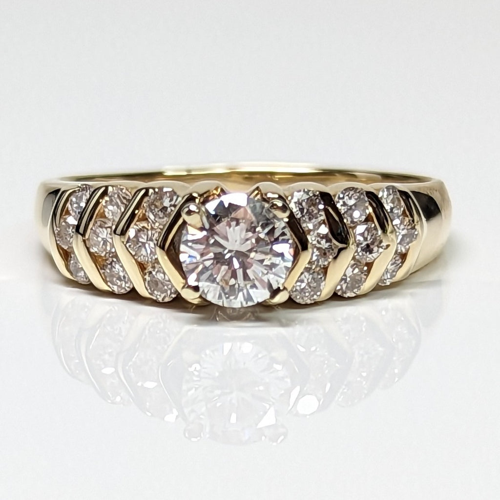 14KY 0.90CTW ROUND DIAMOND ENGAGEMENT RING SI2-I1/G-I 3.3G