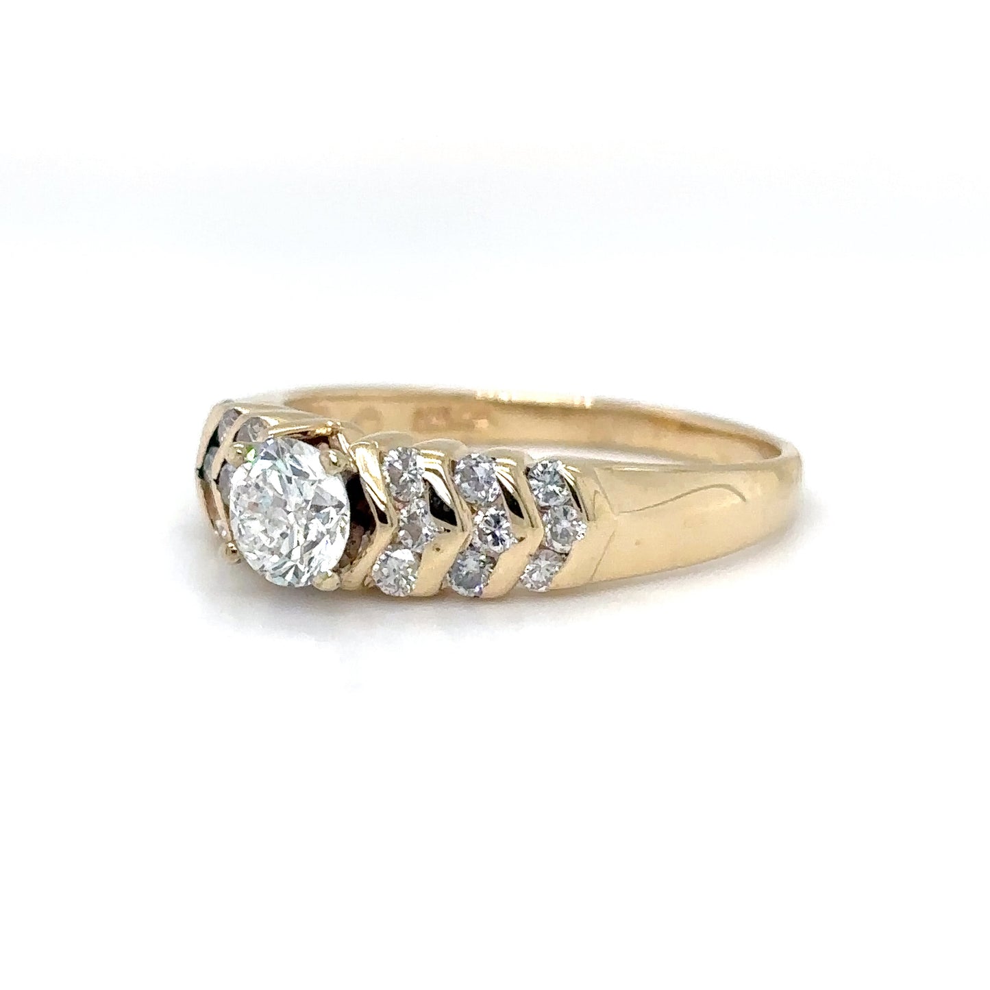 14KY 0.90CTW ROUND DIAMOND ENGAGEMENT RING SI2-I1/G-I 3.3G