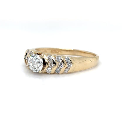 14KY 0.90CTW ROUND DIAMOND ENGAGEMENT RING SI2-I1/G-I 3.3G
