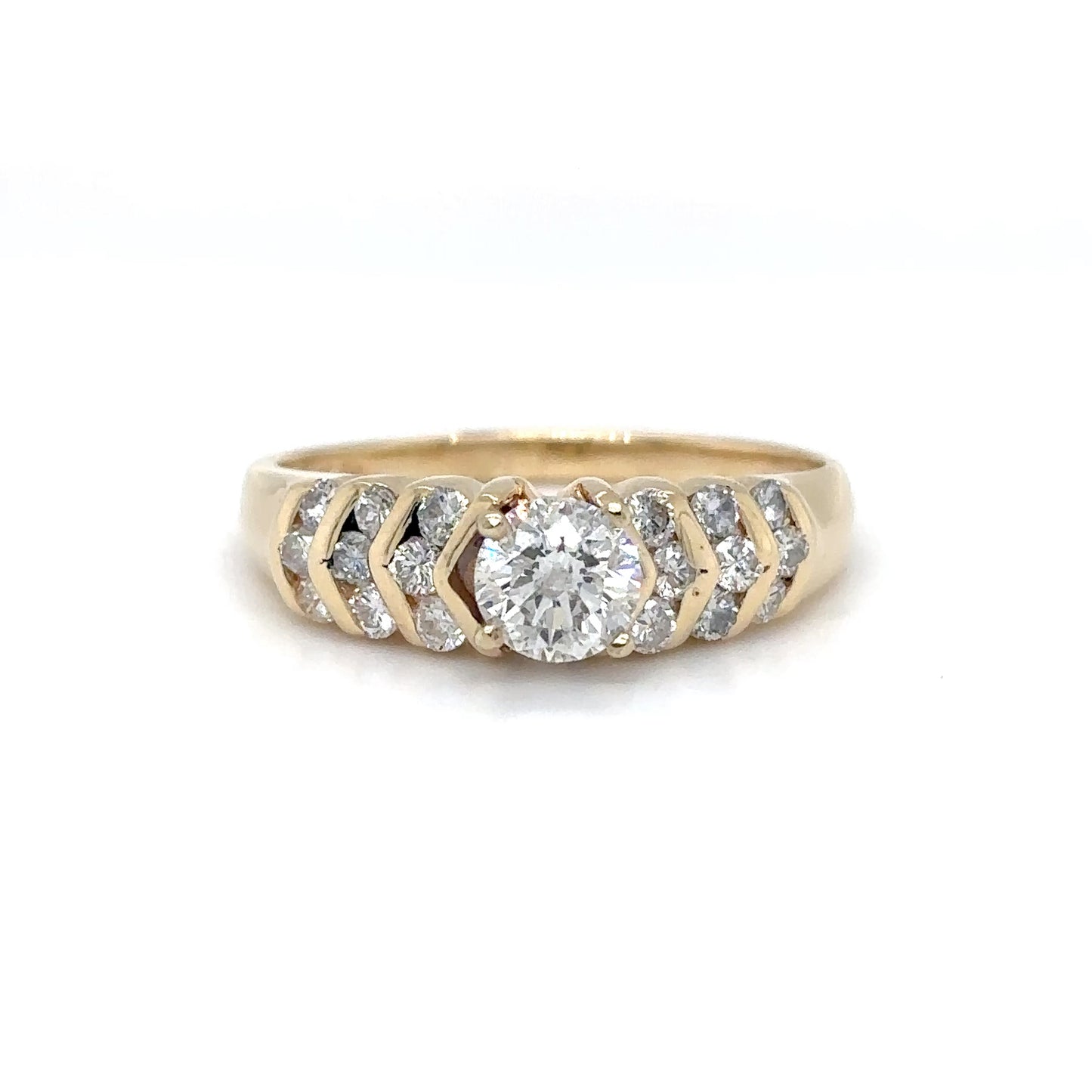 14KY 0.90CTW ROUND DIAMOND ENGAGEMENT RING SI2-I1/G-I 3.3G