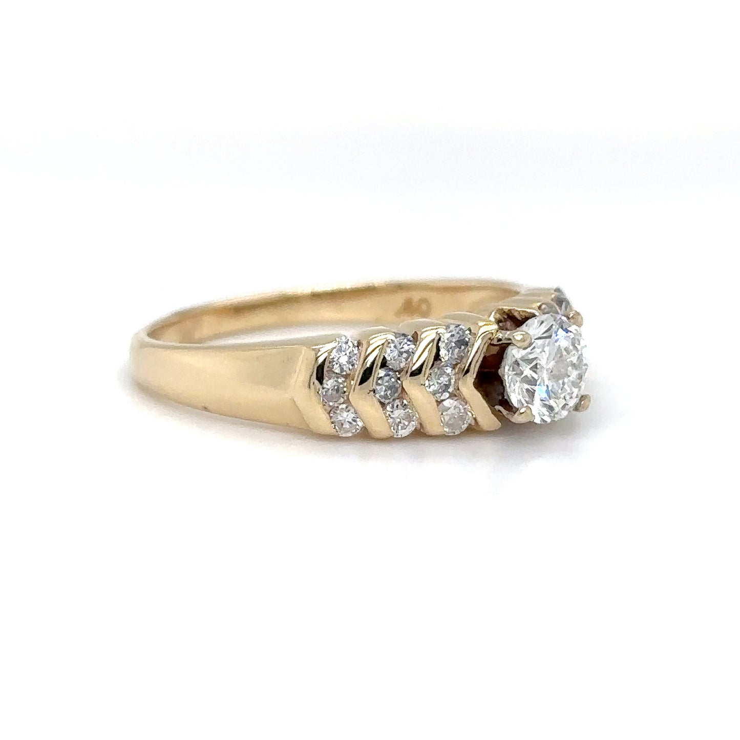 14KY 0.90CTW ROUND DIAMOND ENGAGEMENT RING SI2-I1/G-I 3.3G