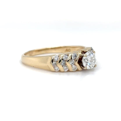 14KY 0.90CTW ROUND DIAMOND ENGAGEMENT RING SI2-I1/G-I 3.3G