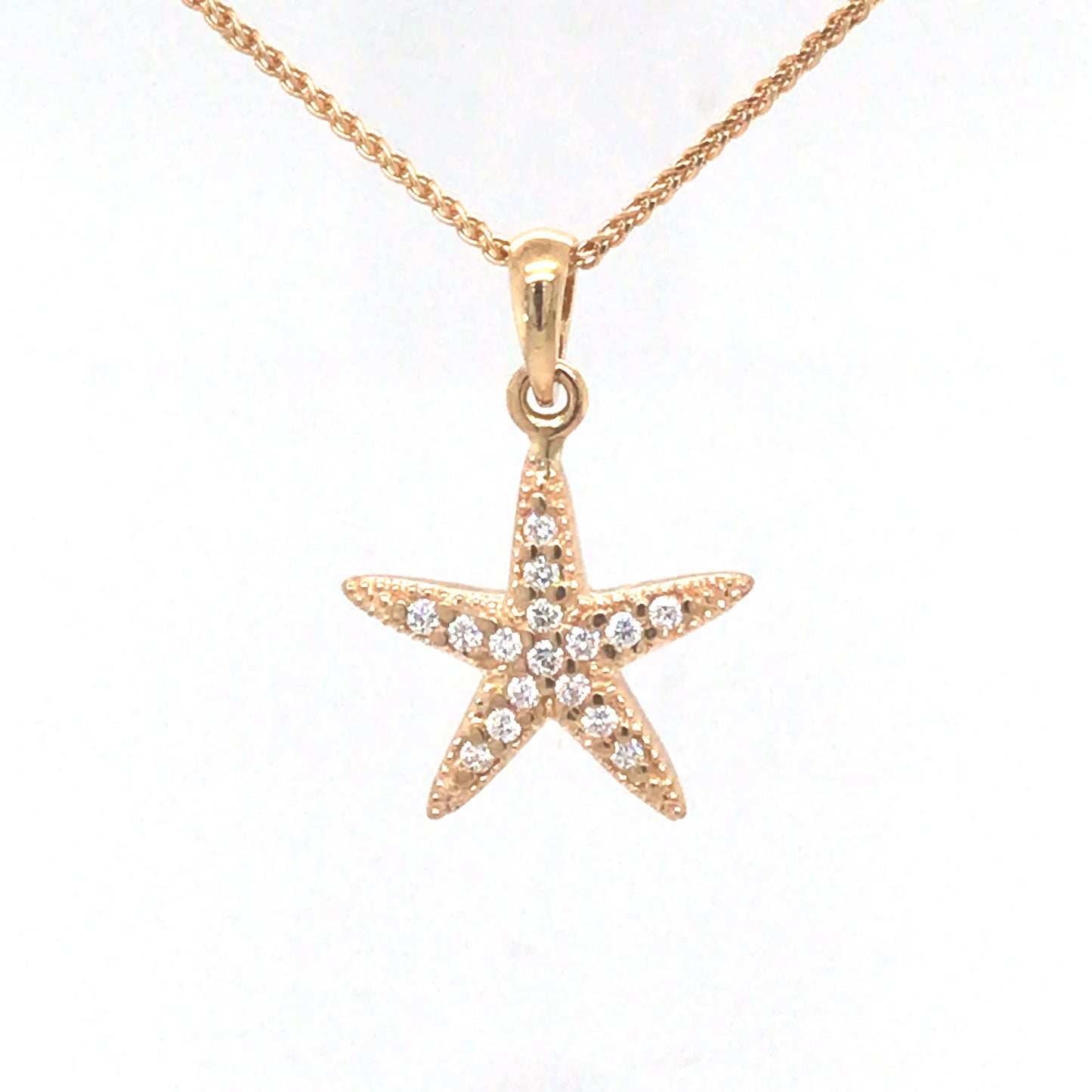 14KY 0.16CT DIAMOND STARFISH PENDANT VS/G-H 1.6G