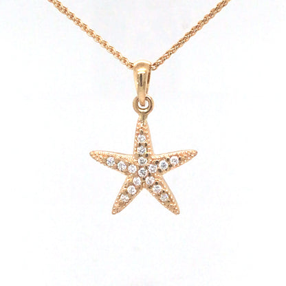 14KY 0.16CT DIAMOND STARFISH PENDANT VS/G-H 1.6G