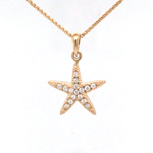 14KY 0.16CT DIAMOND STARFISH PENDANT VS/G-H 1.6G-Fine Jewelry in Bradenton &amp; Lakewood Ranch, Fl. | Michael &amp; Co. Jewelers