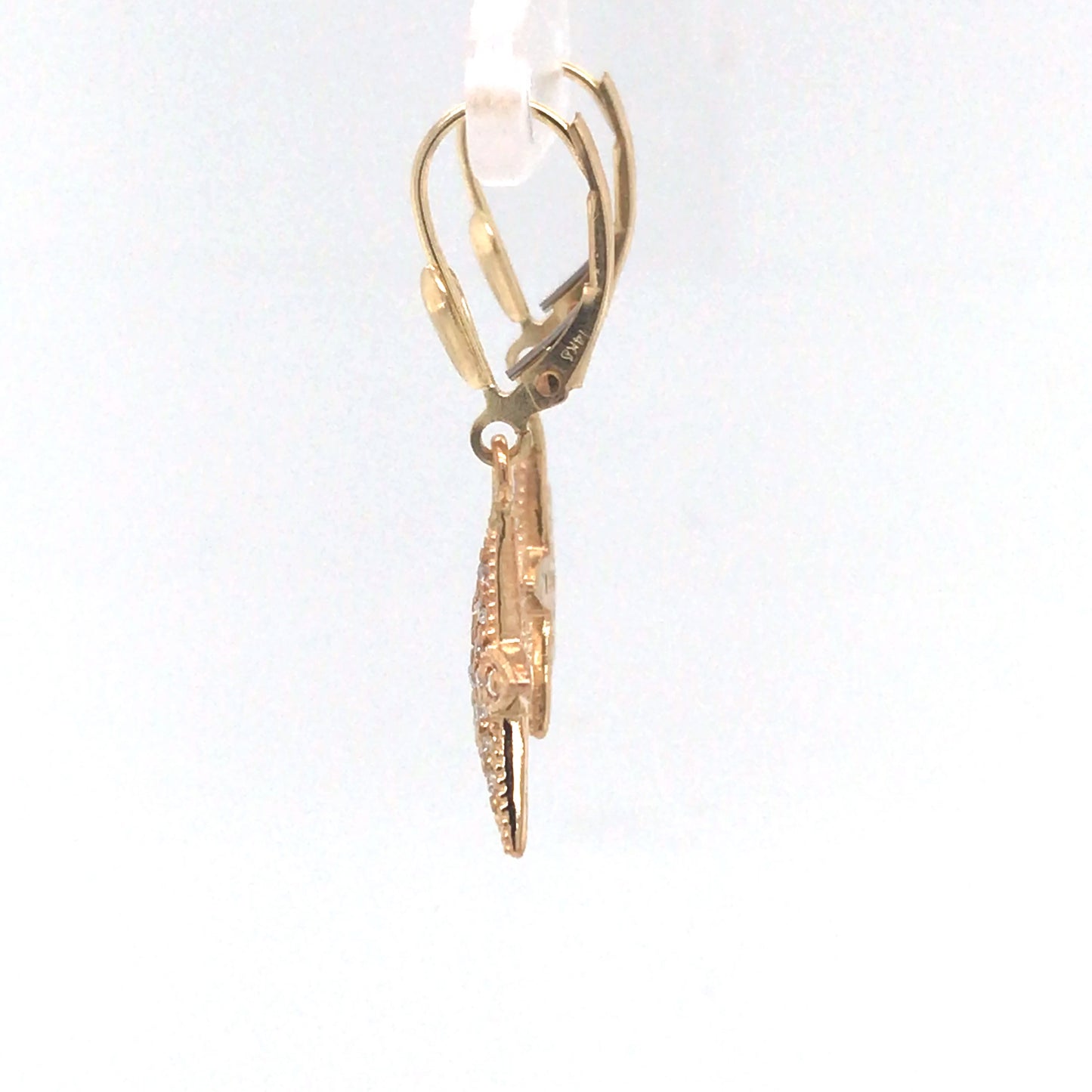 14KY 0.32CTW DIAMOND STARFISH EARRINGS VS/G 3.8G