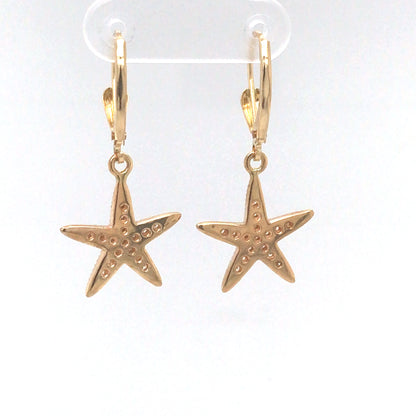 14KY 0.32CTW DIAMOND STARFISH EARRINGS VS/G 3.8G