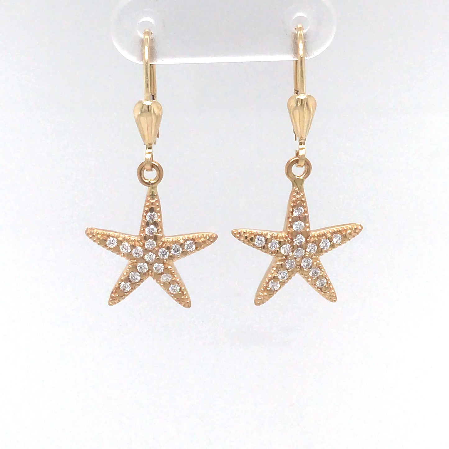 14KY 0.32CTW DIAMOND STARFISH EARRINGS VS/G 3.8G