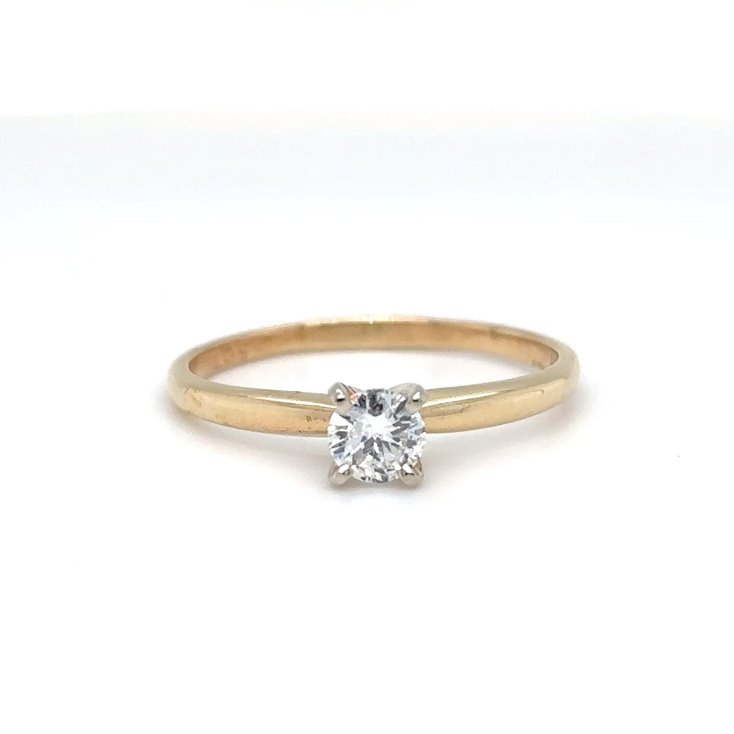 14KY 0.28CT ROUND DIAMOND SOLITAIRE ENGAGEMENT RING I1/H