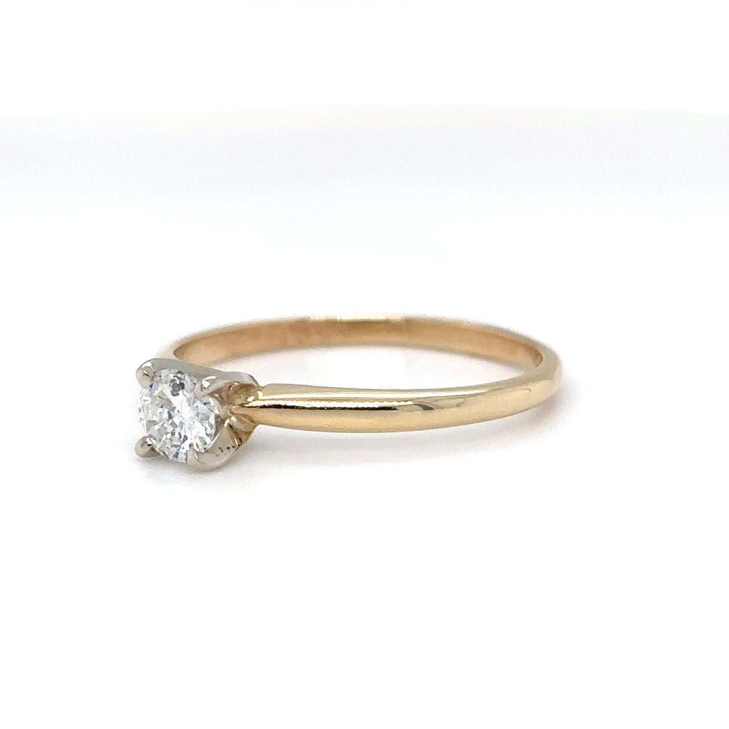 14KY 0.28CT ROUND DIAMOND SOLITAIRE ENGAGEMENT RING I1/H