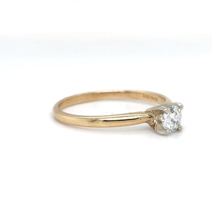 14KY 0.28CT ROUND DIAMOND SOLITAIRE ENGAGEMENT RING I1/H