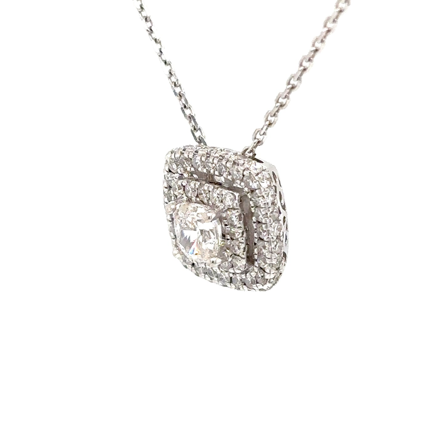 14KW NEIL LANE 1.00CTW CUSHION CUT HALO DIAMOND PENDANT I1/H-I 4.0G