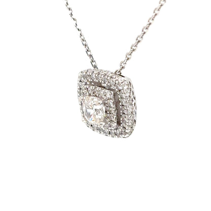 14KW NEIL LANE 1.00CTW CUSHION CUT HALO DIAMOND PENDANT I1/H-I 4.0G