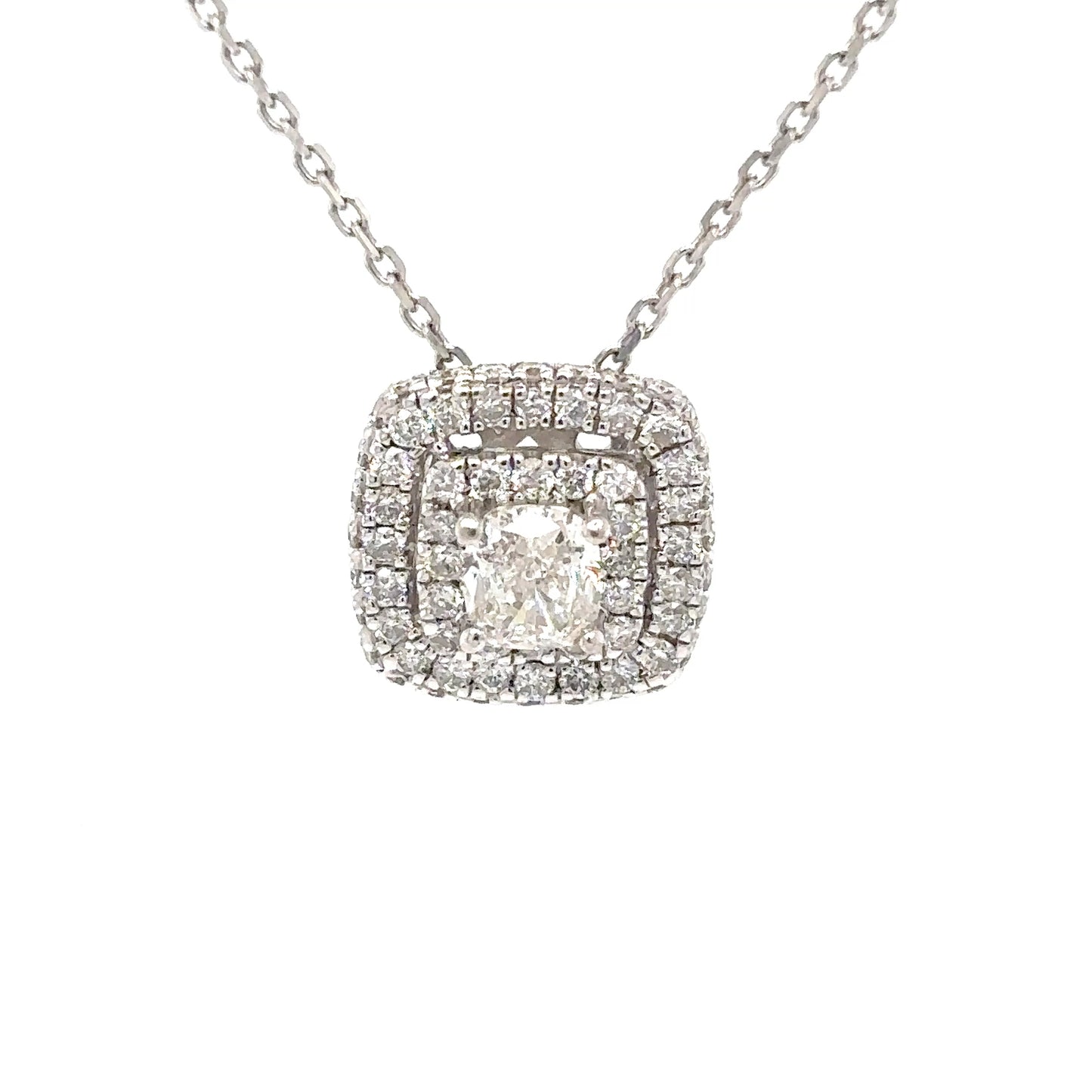 14KW NEIL LANE 1.00CTW CUSHION CUT HALO DIAMOND PENDANT I1/H-I 4.0G