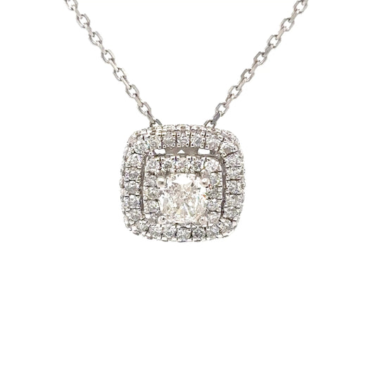 14KW NEIL LANE 1.00CTW CUSHION CUT HALO DIAMOND PENDANT I1/H-I 4.0G-Fine Jewelry in Bradenton &amp; Lakewood Ranch, Fl. | Michael &amp; Co. Jewelers