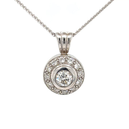14KW 0.75CTW ROUND HALO DIAMOND PENDANT SI2/I 5.8G