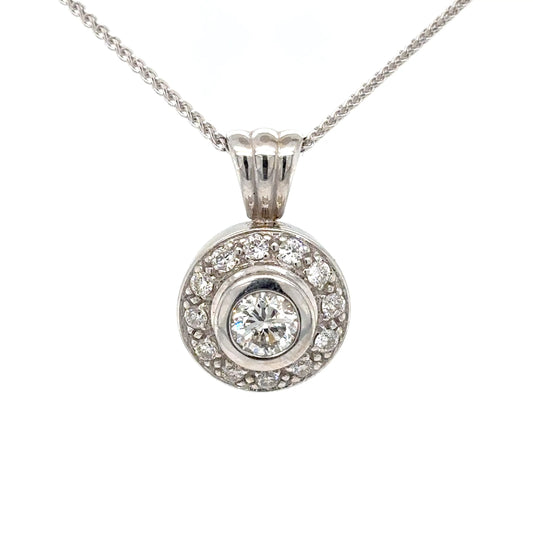 14KW 0.75CTW ROUND HALO DIAMOND PENDANT SI2/I 5.8G-Fine Jewelry in Bradenton &amp; Lakewood Ranch, Fl. | Michael &amp; Co. Jewelers