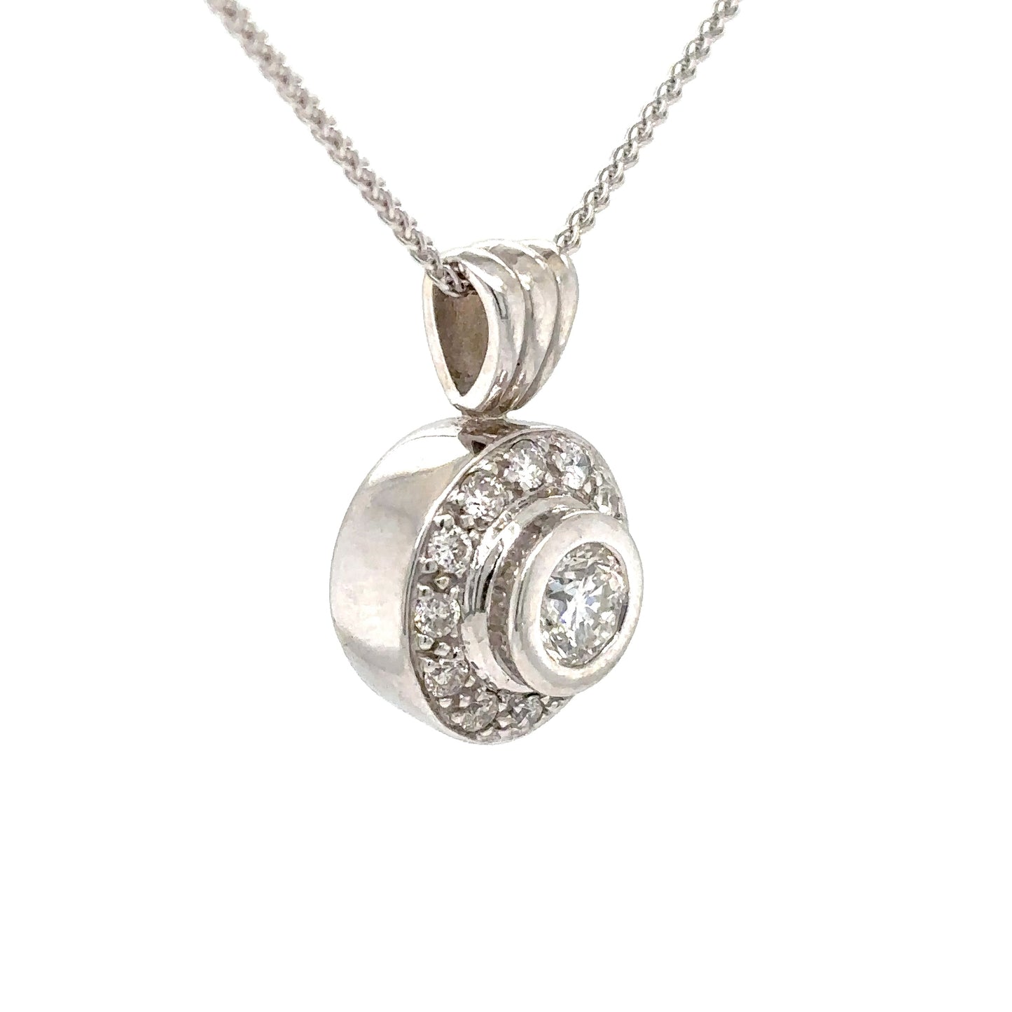 14KW 0.75CTW ROUND HALO DIAMOND PENDANT SI2/I 5.8G