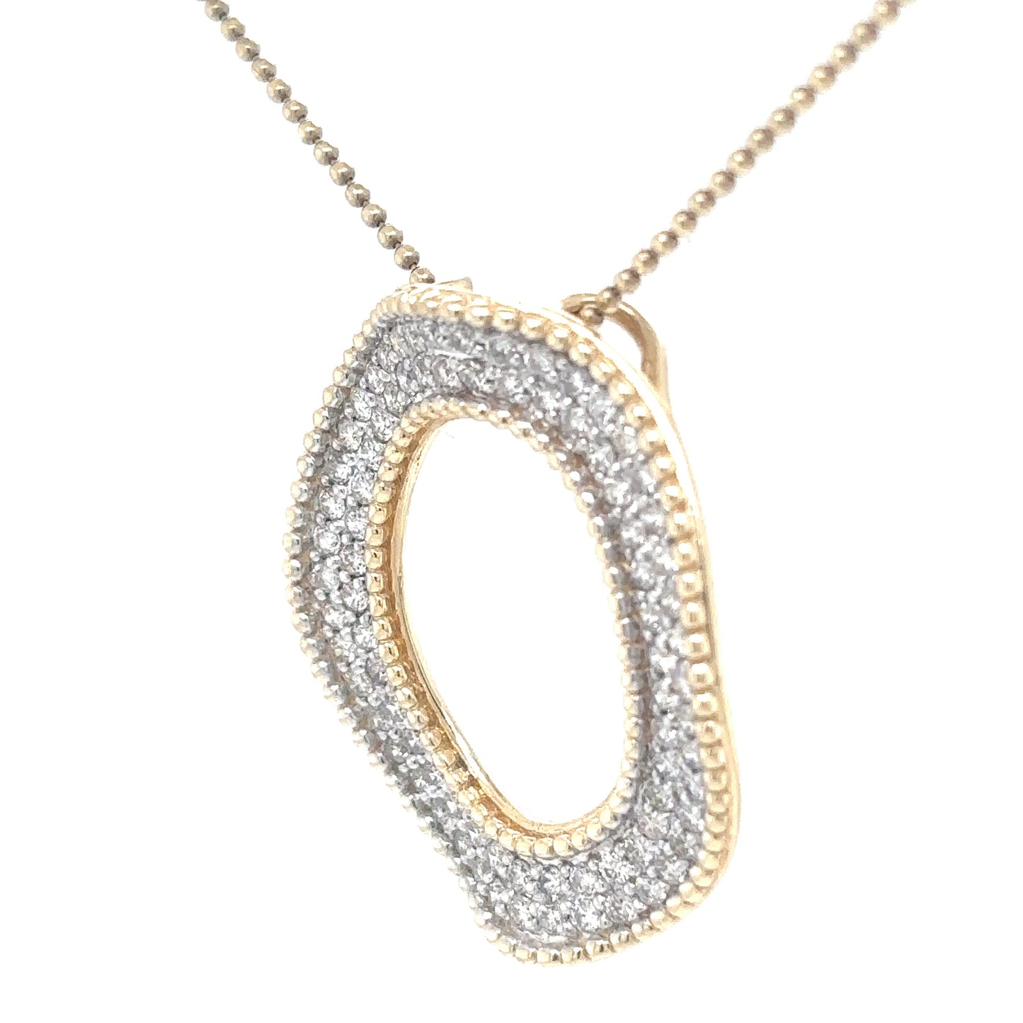 14KY 18" 1.00CTW DOUBLE ROW DIAMOND WAVY SLIDE PENDANT SI/G-H 5.8G