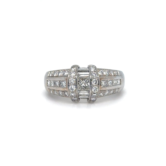 14KW 1.00CTW PRINCESS-BAGUETTE-ROUND DIAMOND BAND SI1/H-I 5.5G-Fine Jewelry in Bradenton &amp; Lakewood Ranch, Fl. | Michael &amp; Co. Jewelers