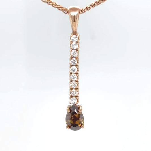 14KR 0.77CTW PEAR CHOCOLATE-WHITE DIAMOND PENDANT SI/C-7 SI1/F-G-Fine Jewelry in Bradenton &amp; Lakewood Ranch, Fl. | Michael &amp; Co. Jewelers