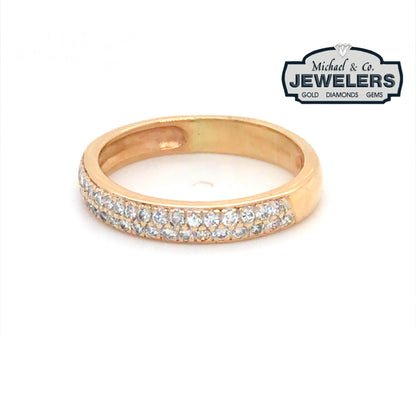 14KY 0.50CTW DOUBLE ROW PAVE DIAMOND BAND SI/H-I 4.2G
