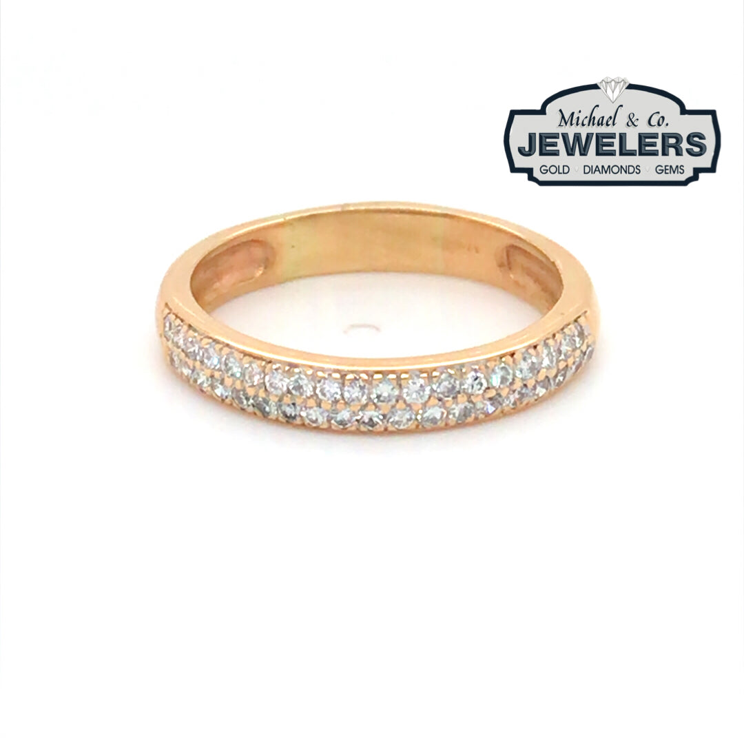 14KY 0.50CTW DOUBLE ROW PAVE DIAMOND BAND SI/H-I 4.2G