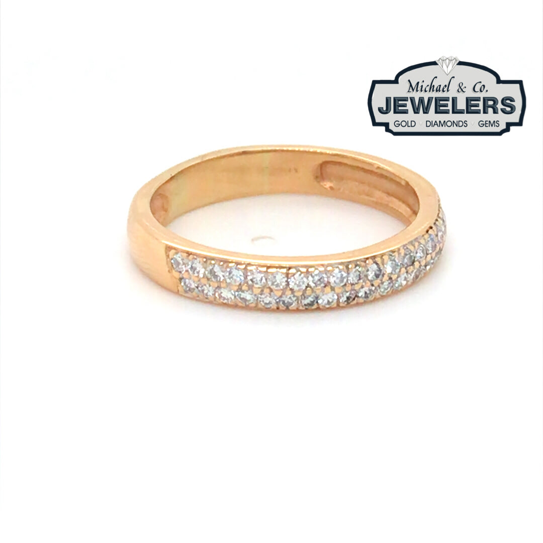 14KY 0.50CTW DOUBLE ROW PAVE DIAMOND BAND SI/H-I 4.2G